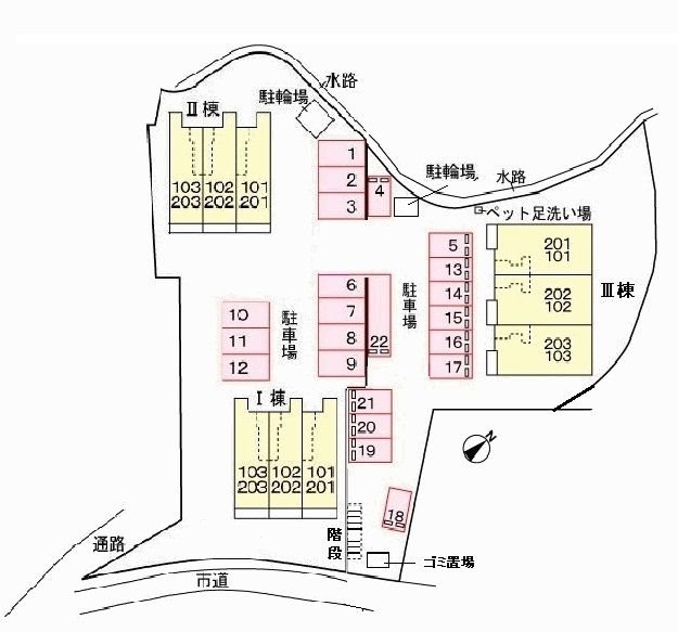 メゾンタウルスⅢ 駐車場配置図