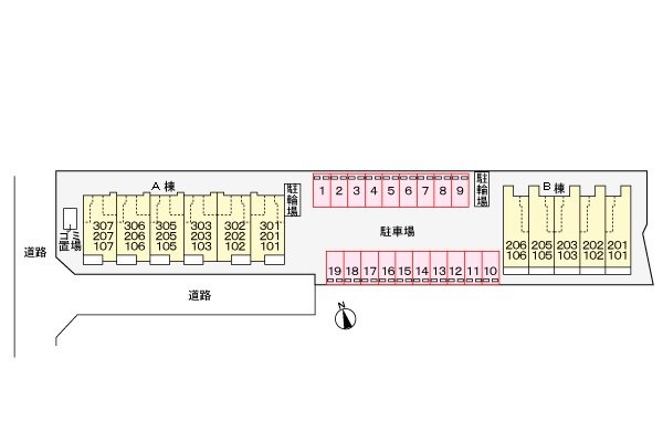 サンデリアーナⅢ　B棟  駐車場配置図