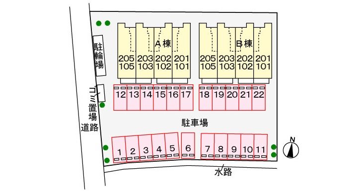 エクセレント　RYU　B 駐車場配置図