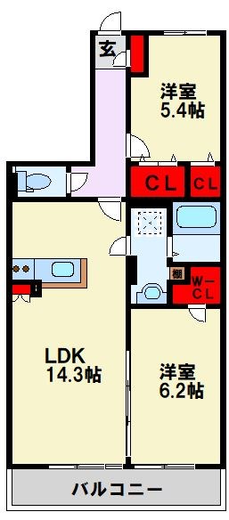 エスポワールⅡ 洋室と繋げて広いLDKに出来ます。