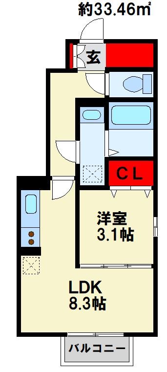 グランツ葛原 社会人様には必須の脱衣所のあるお部屋です。