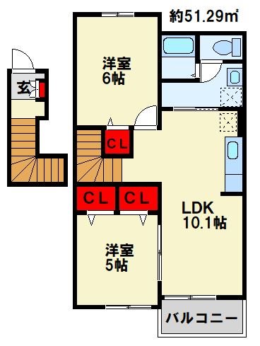 ボヌール美夜古泉　A棟 間取り
